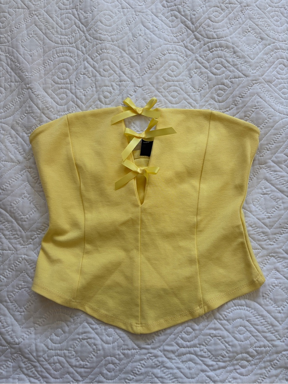 Windsor Yellow Strapless Corset Top with Bow-Back Ties